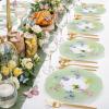imageWDF 20PCS Blue Plastic Plates  Baroque White and Blue Plates  Chinoiserie Floral Party Decorations for BirthdayTea PartyGreen