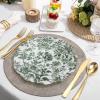 imageWDF 20PCS Blue Plastic Plates  Baroque White and Blue Plates  Chinoiserie Floral Party Decorations for BirthdayTea PartyGreen Juyi Flower