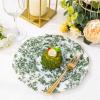 imageWDF 20PCS Blue Plastic Plates  Baroque White and Blue Plates  Chinoiserie Floral Party Decorations for BirthdayTea PartyGreen Juyi Flower