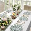 imageWDF 20PCS Blue Plastic Plates  Baroque White and Blue Plates  Chinoiserie Floral Party Decorations for BirthdayTea PartyGreen Juyi Flower