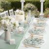 imageWDF 20PCS Blue Plastic Plates  Baroque White and Blue Plates  Chinoiserie Floral Party Decorations for BirthdayTea PartyGreen Juyi Flower