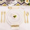 imageWDF 25 Guest Gold Plastic Plates ampamp Silverware ampamp Cups  50 Plates 75 Silverware 25 Cups ampamp Napkins for Mothers Day