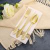imageWDF 25 Guest Gold Plastic Plates ampamp Silverware ampamp Cups  50 Plates 75 Silverware 25 Cups ampamp Napkins for Mothers Day