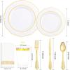 imageWDF 25 Guest Gold Plastic Plates ampamp Silverware ampamp Cups  50 Plates 75 Silverware 25 Cups ampamp Napkins for Mothers Day
