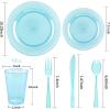 imageWDF 25 Guest Pink Plates with Pink Plastic SilverwareampampPink CupsNeon Clear Disposable Dinnerware include 50 Plates25Forks 25 Knives 25 Spoons25 Plastic Cups for Party and Baby ShowerBlue