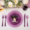 imageWDF 25 Guest Pink Plates with Pink Plastic SilverwareampampPink CupsNeon Clear Disposable Dinnerware include 50 Plates25Forks 25 Knives 25 Spoons25 Plastic Cups for Party and Baby ShowerPurple