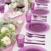 imageWDF 25 Guest Pink Plates with Pink Plastic SilverwareampampPink CupsNeon Clear Disposable Dinnerware include 50 Plates25Forks 25 Knives 25 Spoons25 Plastic Cups for Party and Baby ShowerPurple