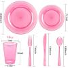 imageWDF 25 Guest Pink Plates with Pink Plastic SilverwareampampPink CupsNeon Clear Disposable Dinnerware include 50 Plates25Forks 25 Knives 25 Spoons25 Plastic Cups for Party and Baby ShowerPink