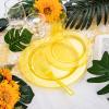 imageWDF 25 Guest Pink Plates with Pink Plastic SilverwareampampPink CupsNeon Clear Disposable Dinnerware include 50 Plates25Forks 25 Knives 25 Spoons25 Plastic Cups for Party and Baby ShowerYellow