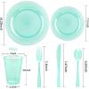 imageWDF 25 Guest Pink Plates with Pink Plastic SilverwareampampPink CupsNeon Clear Disposable Dinnerware include 50 Plates25Forks 25 Knives 25 Spoons25 Plastic Cups for Party and Baby ShowerGreen