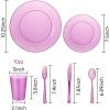 imageWDF 25 Guest Pink Plates with Pink Plastic SilverwareampampPink CupsNeon Clear Disposable Dinnerware include 50 Plates25Forks 25 Knives 25 Spoons25 Plastic Cups for Party and Baby ShowerPurple