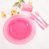 imageWDF 25 Guest Pink Plates with Pink Plastic SilverwareampampPink CupsNeon Clear Disposable Dinnerware include 50 Plates25Forks 25 Knives 25 Spoons25 Plastic Cups for Party and Baby ShowerPink
