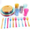 imageWDF 25 Guest Pink Plates with Pink Plastic SilverwareampampPink CupsNeon Clear Disposable Dinnerware include 50 Plates25Forks 25 Knives 25 Spoons25 Plastic Cups for Party and Baby ShowerBlue