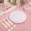 imageWDF 25Guest Disposable Rose Gold Plastic Dinnerware Set Include 50 Rose Gold Plastic Plates 75 Plastic Silverware 25 Cups and 25 Napkins for WeddingPartyMothers Day