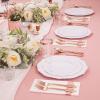 imageWDF 25Guest Disposable Rose Gold Plastic Dinnerware Set Include 50 Rose Gold Plastic Plates 75 Plastic Silverware 25 Cups and 25 Napkins for WeddingPartyMothers Day