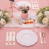 imageWDF 25Guest Disposable Rose Gold Plastic Dinnerware Set Include 50 Rose Gold Plastic Plates 75 Plastic Silverware 25 Cups and 25 Napkins for WeddingPartyMothers Day