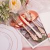 imageWDF 25Guest Disposable Rose Gold Plastic Dinnerware Set Include 50 Rose Gold Plastic Plates 75 Plastic Silverware 25 Cups and 25 Napkins for WeddingPartyMothers Day