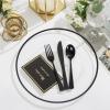 imageWDF 25Pack Gold Charger Plates  12inch Clear Chargers with Gold Trim  Clear Plates Disposable for Dinner PartyWeddingBirthdayBlack
