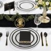 imageWDF 25Pack Gold Charger Plates  12inch Clear Chargers with Gold Trim  Clear Plates Disposable for Dinner PartyWeddingBirthdayBlack