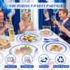 imageWDF 25Pack Gold Charger Plates  12inch Clear Chargers with Gold Trim  Clear Plates Disposable for Dinner PartyWeddingBirthdayBlue
