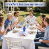 imageWDF 25Pack Gold Charger Plates  12inch Clear Chargers with Gold Trim  Clear Plates Disposable for Dinner PartyWeddingBirthdayBlue