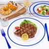 imageWDF 25Pack Gold Charger Plates  12inch Clear Chargers with Gold Trim  Clear Plates Disposable for Dinner PartyWeddingBirthdayBlue