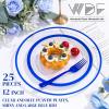 imageWDF 25Pack Gold Charger Plates  12inch Clear Chargers with Gold Trim  Clear Plates Disposable for Dinner PartyWeddingBirthdayBlue