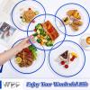 imageWDF 25Pack Gold Charger Plates  12inch Clear Chargers with Gold Trim  Clear Plates Disposable for Dinner PartyWeddingBirthdayBlue