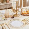 imageWDF 25Pack Gold Charger Plates  12inch Clear Chargers with Gold Trim  Clear Plates Disposable for Dinner PartyWeddingBirthdayClear and Gold