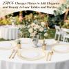 imageWDF 25Pack Gold Charger Plates  12inch Clear Chargers with Gold Trim  Clear Plates Disposable for Dinner PartyWeddingBirthdayClear and Gold