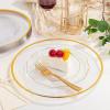imageWDF 25Pack Gold Charger Plates  12inch Clear Chargers with Gold Trim  Clear Plates Disposable for Dinner PartyWeddingBirthdayClear and Gold