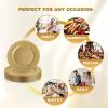imageWDF 25Pack Gold Charger Plates  12inch Clear Chargers with Gold Trim  Clear Plates Disposable for Dinner PartyWeddingBirthdayGold