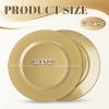 imageWDF 25Pack Gold Charger Plates  12inch Clear Chargers with Gold Trim  Clear Plates Disposable for Dinner PartyWeddingBirthdayGold