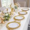 imageWDF 25Pack Gold Charger Plates  12inch Clear Chargers with Gold Trim  Clear Plates Disposable for Dinner PartyWeddingBirthdayGold
