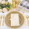 imageWDF 25Pack Gold Charger Plates  12inch Clear Chargers with Gold Trim  Clear Plates Disposable for Dinner PartyWeddingBirthdayGold