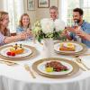 imageWDF 25Pack Gold Charger Plates  12inch Clear Chargers with Gold Trim  Clear Plates Disposable for Dinner PartyWeddingBirthdayGold