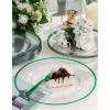 imageWDF 25Pack Gold Charger Plates  12inch Clear Chargers with Gold Trim  Clear Plates Disposable for Dinner PartyWeddingBirthdayGreen
