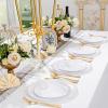 imageWDF 300PCS White and Gold Plates  Wedding Plastic Dinnerware Set for 50 Guests Include 50 Dinner ampamp 50 Cake Plates 50 Cutlery 50 Cups for Wedding Birthday PartyWhite and Gold