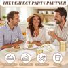 imageWDF 300PCS White and Gold Plates  Wedding Plastic Dinnerware Set for 50 Guests Include 50 Dinner ampamp 50 Cake Plates 50 Cutlery 50 Cups for Wedding Birthday PartyWhite and Gold