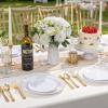 imageWDF 300PCS White and Gold Plates  Wedding Plastic Dinnerware Set for 50 Guests Include 50 Dinner ampamp 50 Cake Plates 50 Cutlery 50 Cups for Wedding Birthday PartyWhite and Gold