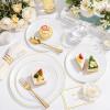 imageWDF 300PCS White and Gold Plates  Wedding Plastic Dinnerware Set for 50 Guests Include 50 Dinner ampamp 50 Cake Plates 50 Cutlery 50 Cups for Wedding Birthday PartyWhite and Gold