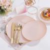 imageWDF 300PCS White and Gold Plates  Wedding Plastic Dinnerware Set for 50 Guests Include 50 Dinner ampamp 50 Cake Plates 50 Cutlery 50 Cups for Wedding Birthday PartyPink and Gold