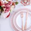 imageWDF 300PCS White and Gold Plates  Wedding Plastic Dinnerware Set for 50 Guests Include 50 Dinner ampamp 50 Cake Plates 50 Cutlery 50 Cups for Wedding Birthday PartyRose Gold
