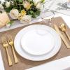 imageWDF 300PCS White and Gold Plates  Wedding Plastic Dinnerware Set for 50 Guests Include 50 Dinner ampamp 50 Cake Plates 50 Cutlery 50 Cups for Wedding Birthday PartyWhite and Gold