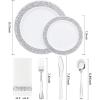 imageWDF 300PCS White and Gold Plates  Wedding Plastic Dinnerware Set for 50 Guests Include 50 Dinner ampamp 50 Cake Plates 50 Cutlery 50 Cups for Wedding Birthday PartySilver