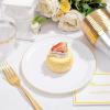 imageWDF 300PCS White and Gold Plates  Wedding Plastic Dinnerware Set for 50 Guests Include 50 Dinner ampamp 50 Cake Plates 50 Cutlery 50 Cups for Wedding Birthday PartyWhite and Gold
