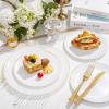 imageWDF 300PCS White and Gold Plates  Wedding Plastic Dinnerware Set for 50 Guests Include 50 Dinner ampamp 50 Cake Plates 50 Cutlery 50 Cups for Wedding Birthday PartyWhite and Gold