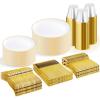 imageWDF 300PCS White and Gold Plates  Wedding Plastic Dinnerware Set for 50 Guests Include 50 Dinner ampamp 50 Cake Plates 50 Cutlery 50 Cups for Wedding Birthday PartyWhite and Gold