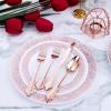 imageWDF 300PCS White and Gold Plates  Wedding Plastic Dinnerware Set for 50 Guests Include 50 Dinner ampamp 50 Cake Plates 50 Cutlery 50 Cups for Wedding Birthday PartyRose Gold