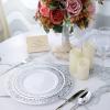 imageWDF 300PCS White and Gold Plates  Wedding Plastic Dinnerware Set for 50 Guests Include 50 Dinner ampamp 50 Cake Plates 50 Cutlery 50 Cups for Wedding Birthday PartySilver